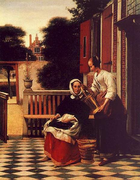 Pieter de Hooch Woman and a Maid with a Pail in a Courtyard